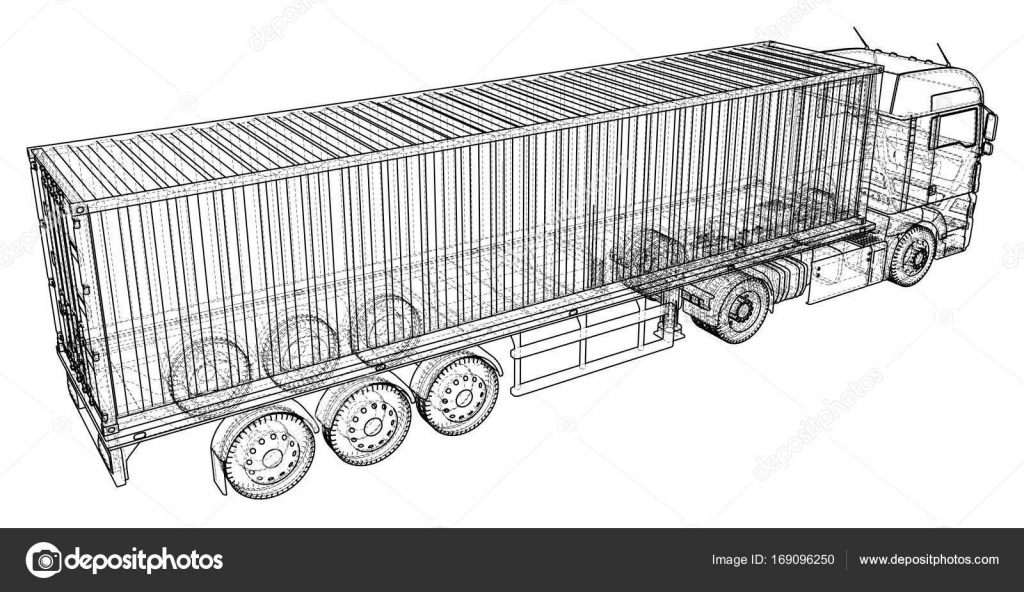 Download Cargo Truck Trailer Abstract Drawing Wire Frame Eps10 Format Vector Created Of 3d Stock Vector Image By C Mirexonlife 169096250
