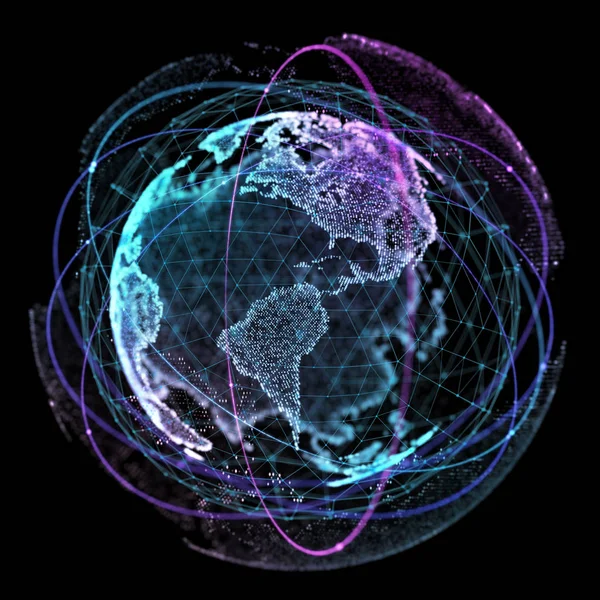World map point, line, composition, representing the global, Global network connection, international meaning. 3d illustration.
