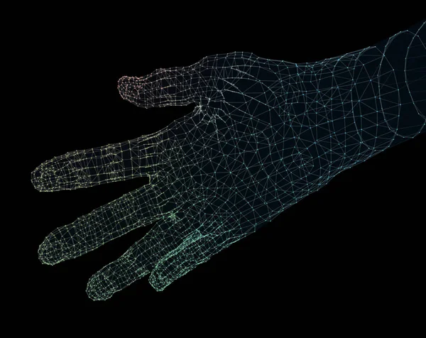 Hands network connections, sense of technology 3d illustration.
