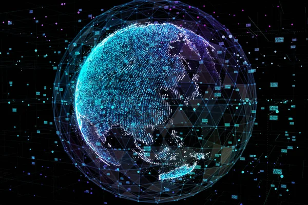 Earth, representing global network connection, international meaning. Data network. 3d illustration.