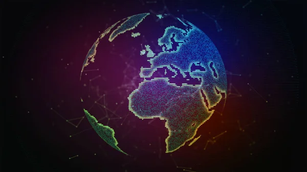 Connection lines Around Earth Globe. Background with Light Effect. Global International Connectivity Background. 3D illustration