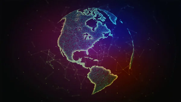 Connection lines Around Earth Globe. Background with Light Effect. Global International Connectivity Background. 3D illustration
