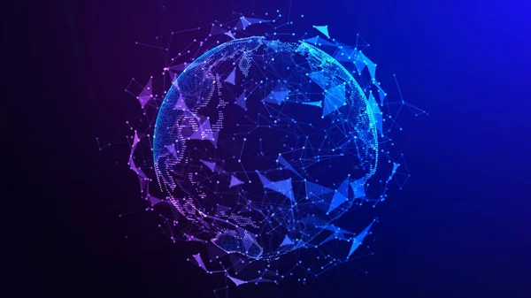 Global network connection. Concept background with planet Earth. Internet and technology. Blue background. 3d illustration