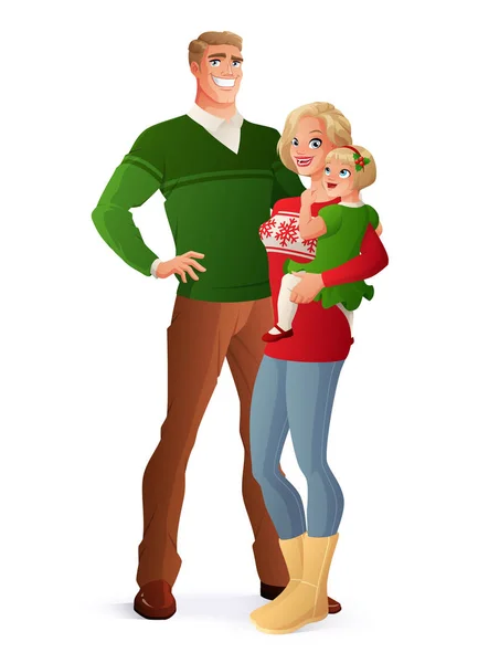 Happy Christmas family portrait. Isolated vector illustration. — Stock Vector