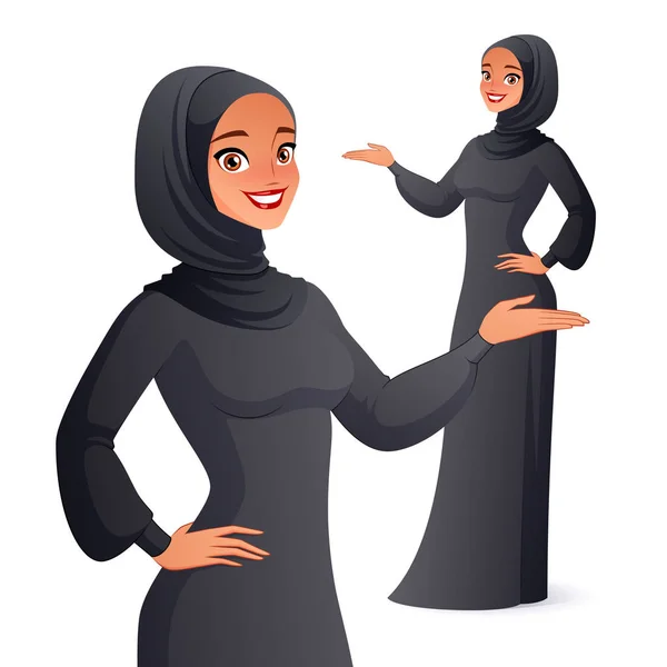 Piękna Arabka w hidżabie. Ilustracja izolowanego wektora. — Wektor stockowy