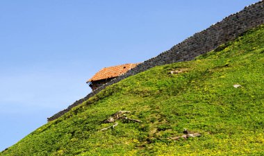 Kule, şafak (Gedimino) Vilnius, Litvanya. Tarihi sembolü Vilnius şehir ve Litvanya kendisi. Üst Vilnius Castle kompleksi.