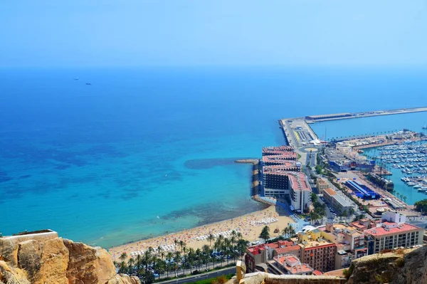 Alicante Santa Barbara Hrad Panoramatickým Letecký Pohled Známé Turistické Město — Stock fotografie