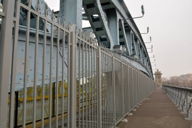 The Andreevsky (Pushkin) pedestrian bridge in Moscow city, Russia `
