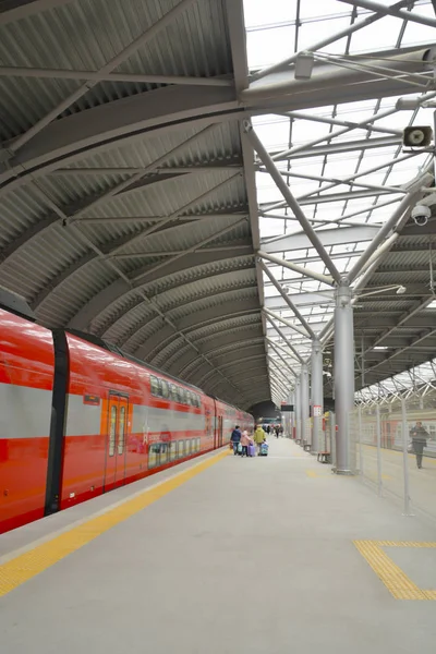 Moscú Rusia 2019 Tren Aeroexpress Estación Del Aeropuerto Internacional Domodedovo — Foto de Stock