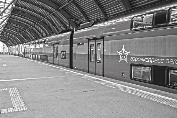 Moscú Rusia 2019 Tren Aeroexpress Estación Del Aeropuerto Internacional Domodedovo — Foto de Stock