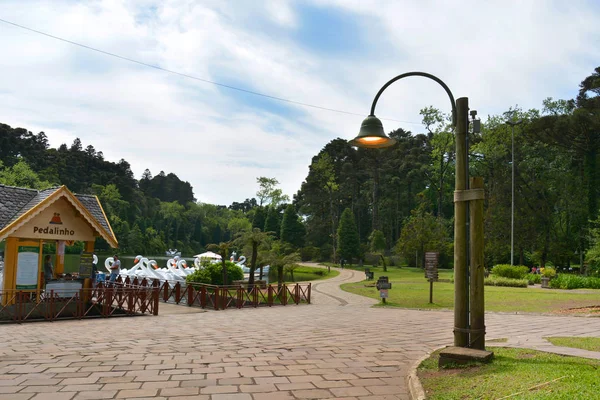 Gramado, Rs, Brezilya - 19.11. 2019: Kara Göl, Lago Negro, Brezilya 'nın güneyindeki Serra Gaucha bölgesinde Gramado' da