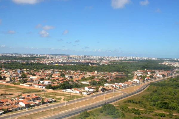Blick Aus Dem Flugzeugfenster Nach Aracaju Brasilien — Stockfoto