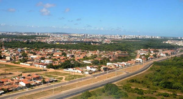 Blick Aus Dem Flugzeugfenster Nach Aracaju Brasilien — Stockfoto