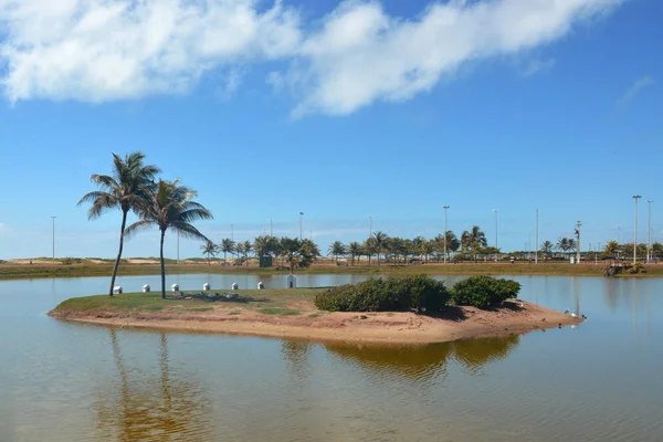 Het Meer Aan Het Strand Orla Atalaia Hoofdstad Aracaju Sergipe — Stockfoto