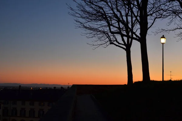 Hermoso Atardecer Sobre Bérgamo Italia — Foto de Stock