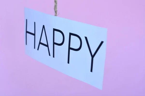 Слово Счастливый Написано Белом Листе Бумаги Хорошее Настроение Позитивный — стоковое фото