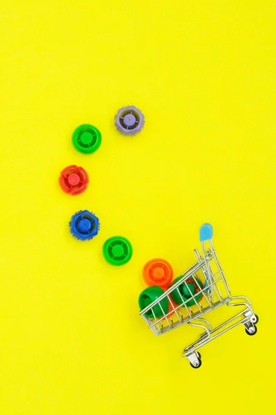 Multi Colored Plastic Corks Baby Food Zero Life Style Waste — Stock Photo, Image