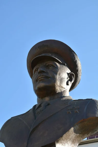 Gorodok Bielorrússia Maio 2020 Monumento Busto Marechal Ivan Baghramyan Duas — Fotografia de Stock