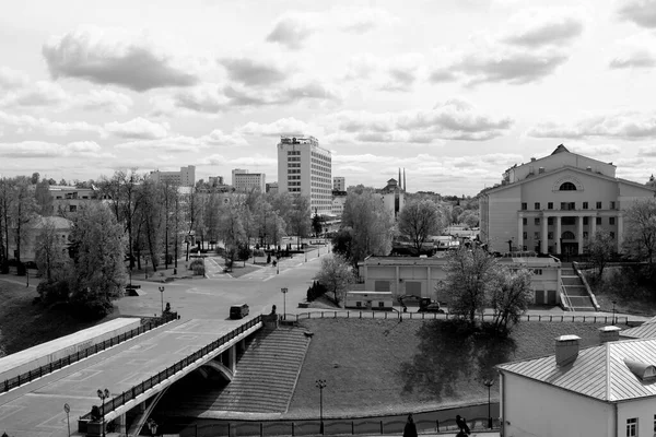 Vitebsk Belarus Maio 2020 Ponte Pushkin Perto Catedral Santa Dormição — Fotografia de Stock