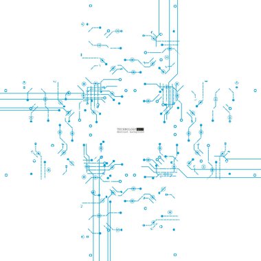 Vektör devre kartı çizim. Soyut teknoloji