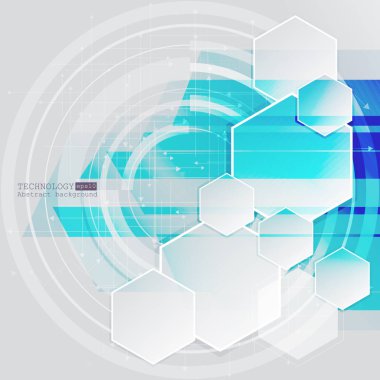 Soyut teknolojik altyapı çeşitli teknolojik elemanları ile. Vektör çizim.