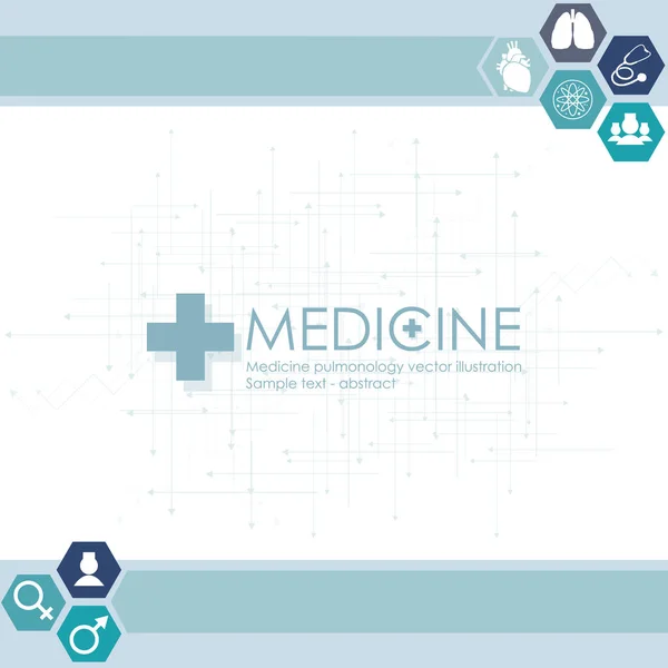 Hintergrund der medizinischen Versorgung mit menschlichem Herz und Lungen. Logo der medizinischen Klinik. — Stockvektor