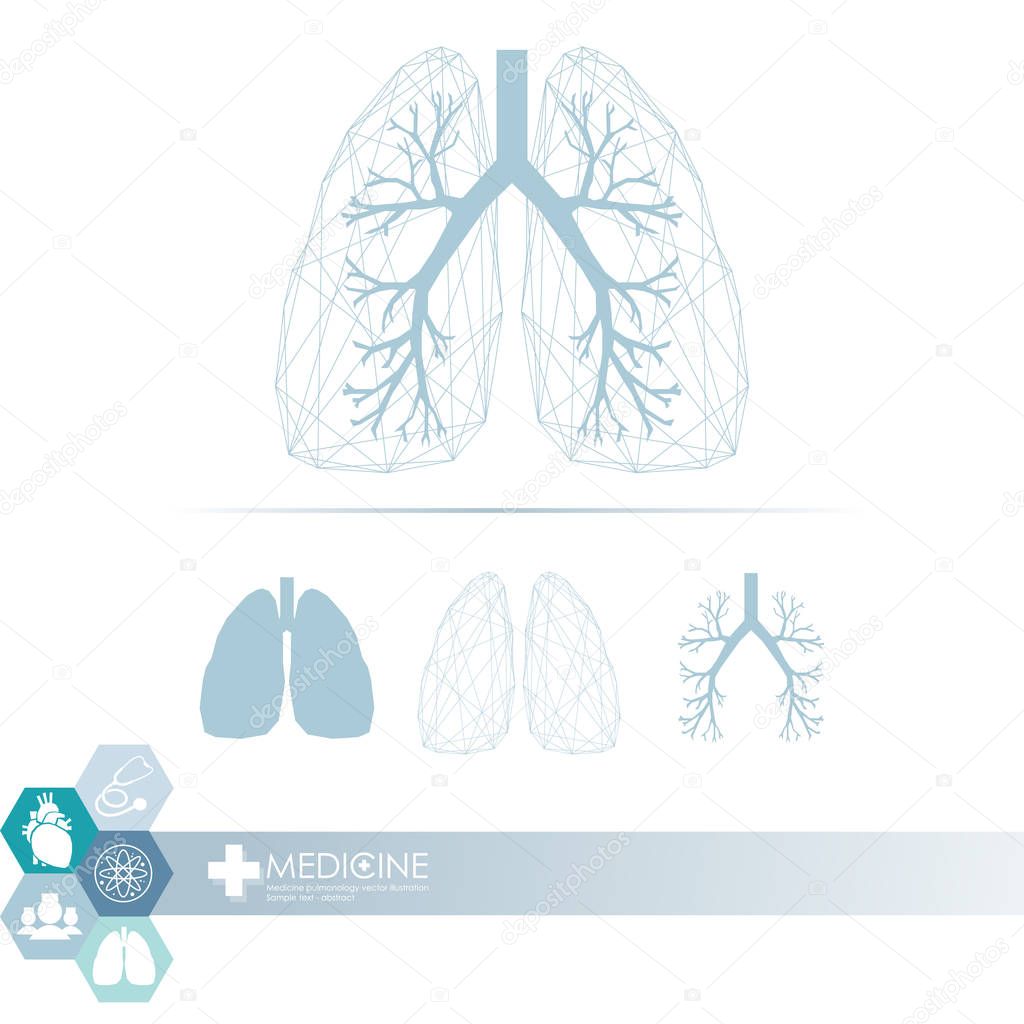 Medical care background with human heart and lungs. Medical clinic logo.