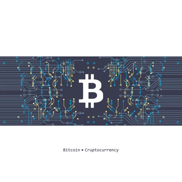 Virtuelle Symbole Der Münze Bitcoin Kryptowährung Abstrakte Technologie — Stockvektor
