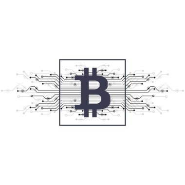 Soyut bitcoin Kripto Döviz Alım blockchain teknoloji genel dünya haritası üzerinde. Vektör çizim.