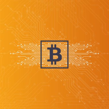 Soyut bitcoin Kripto Döviz Alım blockchain teknoloji genel dünya haritası üzerinde. Vektör çizim.