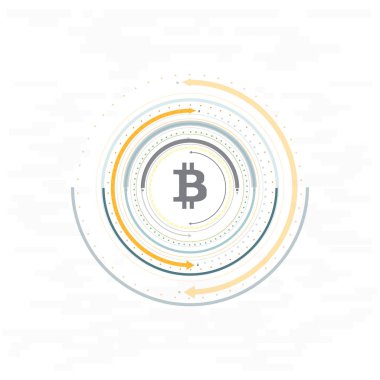 Soyut bitcoin Kripto Döviz Alım blockchain teknoloji genel dünya haritası üzerinde. Vektör çizim.