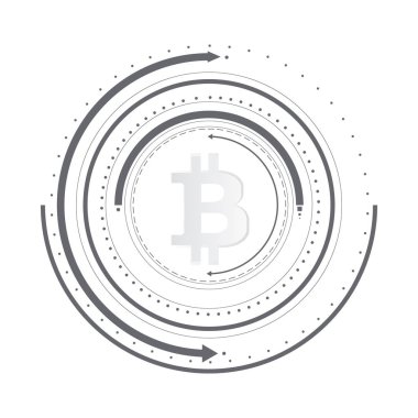 Soyut bitcoin Kripto Döviz Alım blockchain teknoloji genel dünya haritası üzerinde. Vektör çizim.