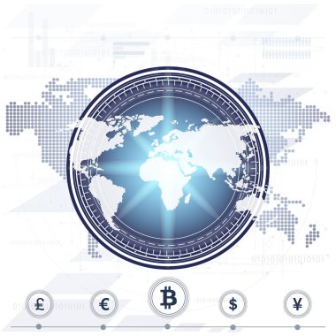 Para döviz, dolar, yen, euro, izole kare vektör işareti.