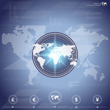 Para döviz, dolar, yen, euro, izole kare vektör işareti.