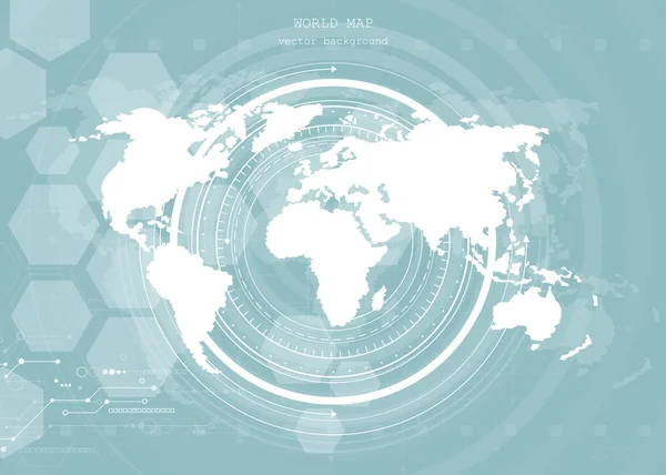 グローバル ネットワーク接続 世界地図技術の組成は グローバル ビジネスの概念 ベクトル図 — ストックベクタ