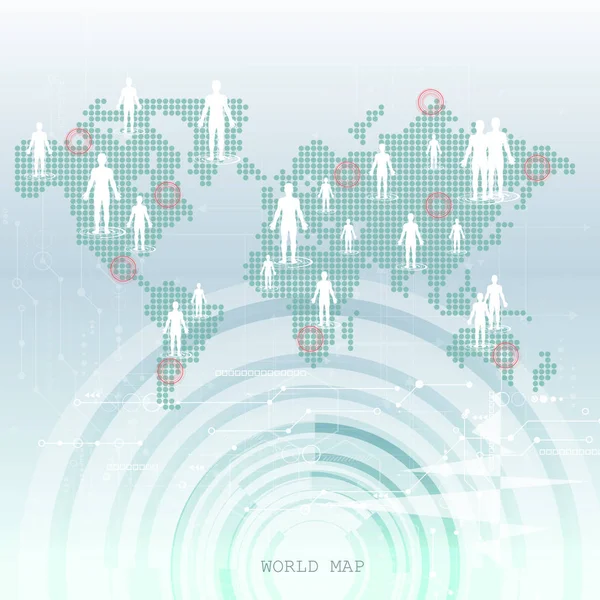 Conexão Rede Global Mapa Mundo Conceito Composição Tecnologia Negócios Globais — Vetor de Stock