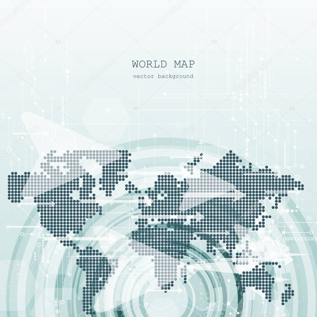 Global network connection. World map technology composition concept of global business. Vector Illustration.