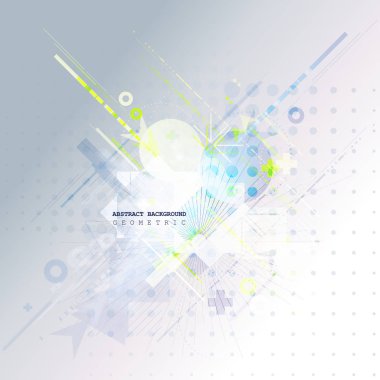 Soyut teknolojik altyapı çeşitli teknolojik elemanları ile. Vektör çizim.