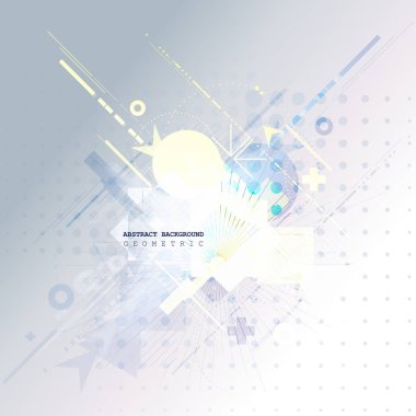 Soyut teknolojik altyapı çeşitli teknolojik elemanları ile. Vektör çizim.