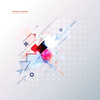 Soyut teknolojik altyapı çeşitli teknolojik elemanları ile. Vektör çizim.