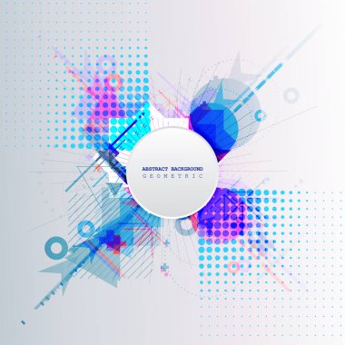 Arka plan renkli geometrik öğelerle. Teknoloji tasarım.