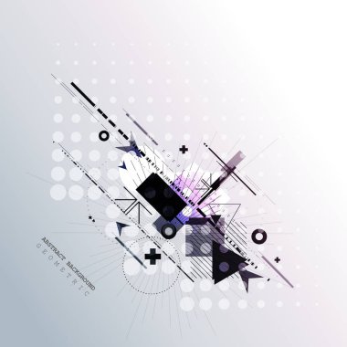 Arka plan renkli geometrik öğelerle. Teknoloji tasarım.