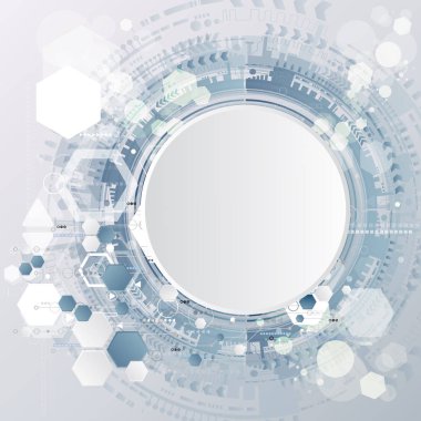 Teknoloji arka plan ve soyut dijital teknoloji daire çeşitli teknolojik elemanları ile. Vektör çizim. EPS 10.