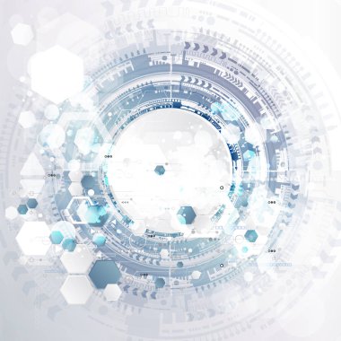 Teknoloji arka plan ve soyut dijital teknoloji daire çeşitli teknolojik elemanları ile. Vektör çizim. EPS 10.