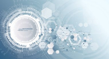 Teknoloji arka plan ve soyut dijital teknoloji daire çeşitli teknolojik elemanları ile. Vektör çizim. EPS 10.