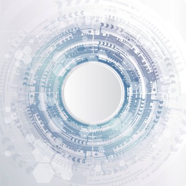 Teknoloji arka plan ve soyut dijital teknoloji daire çeşitli teknolojik elemanları ile. Vektör çizim. EPS 10.
