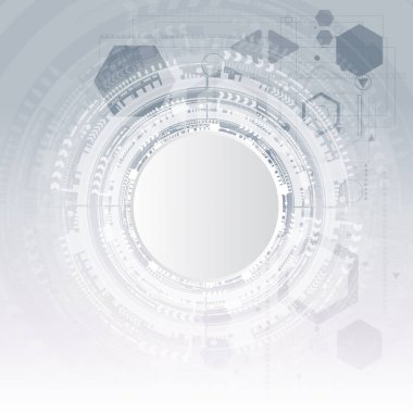 Teknoloji arka plan ve soyut dijital teknoloji daire çeşitli teknolojik elemanları ile. Vektör çizim. EPS 10.