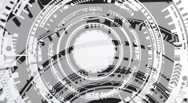 Teknoloji arka plan ve soyut dijital teknoloji daire çeşitli teknolojik elemanları ile. Vektör çizim. EPS 10.