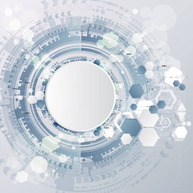 Teknoloji arka plan ve soyut dijital teknoloji daire çeşitli teknolojik elemanları ile. Vektör çizim. EPS 10.