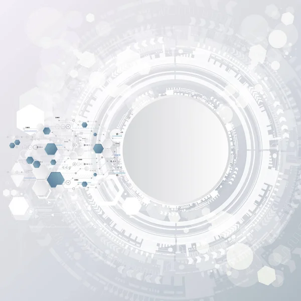 Teknologi Baggrund Abstrakt Digital Tech Cirkel Med Forskellige Teknologiske Elementer – Stock-vektor